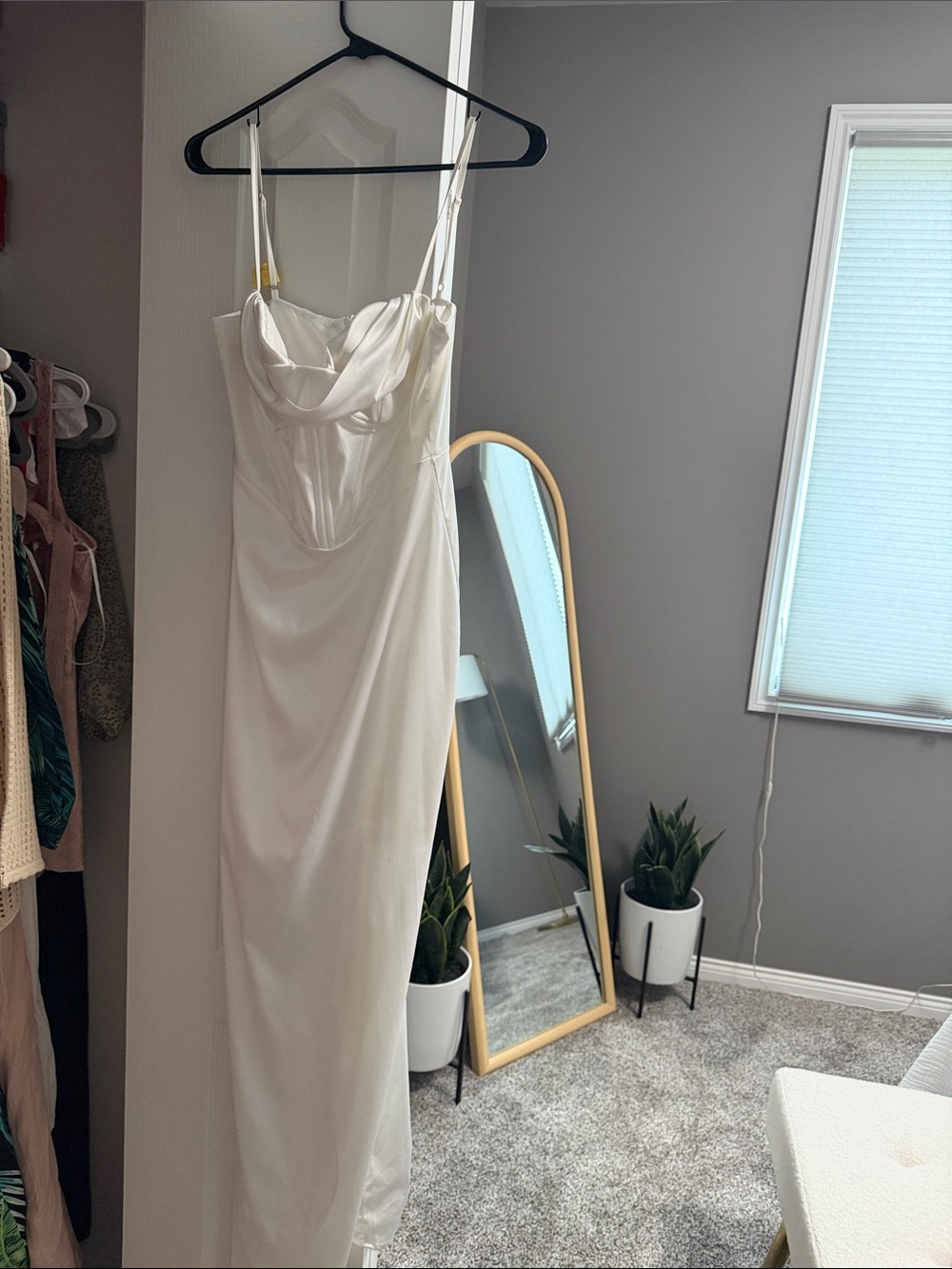 Elegant White Cowl Neck Slip Dress
